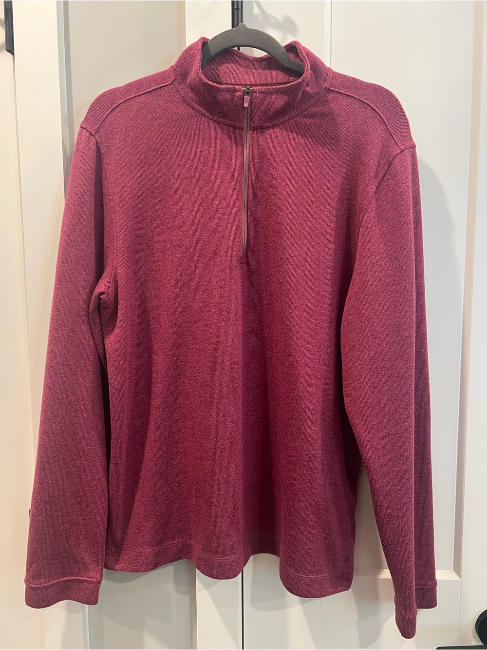 RHONE Men's Zip Mock Neck Sweater - Burgundy